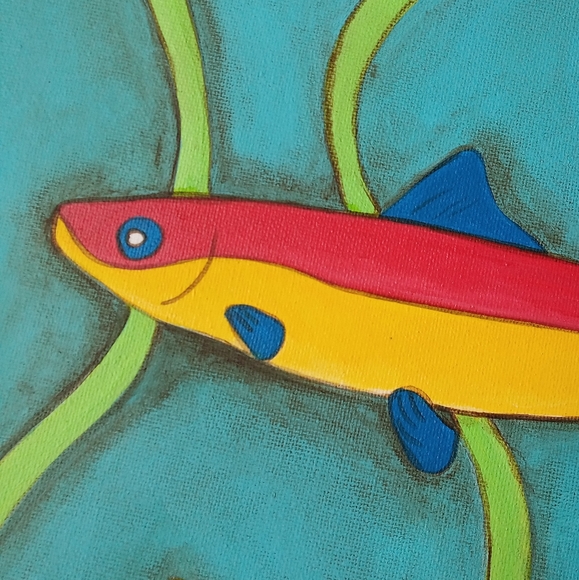 Original Acrylic Painting Sardine with Black Frame - Picture 2 of 7